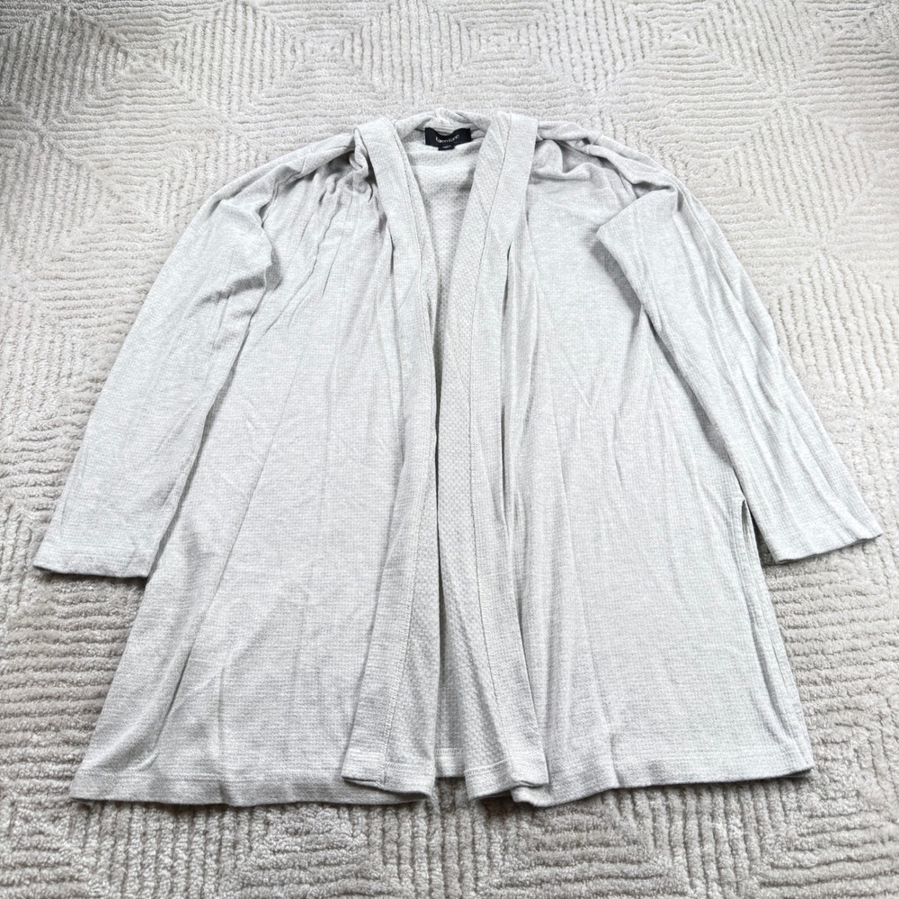 Karen Kane Cardigan Women's Large Hooded Waffle Knit Lounge Neutral Cozycore